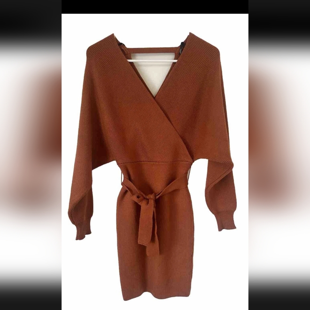 Elegant Rust Wrap Sweater